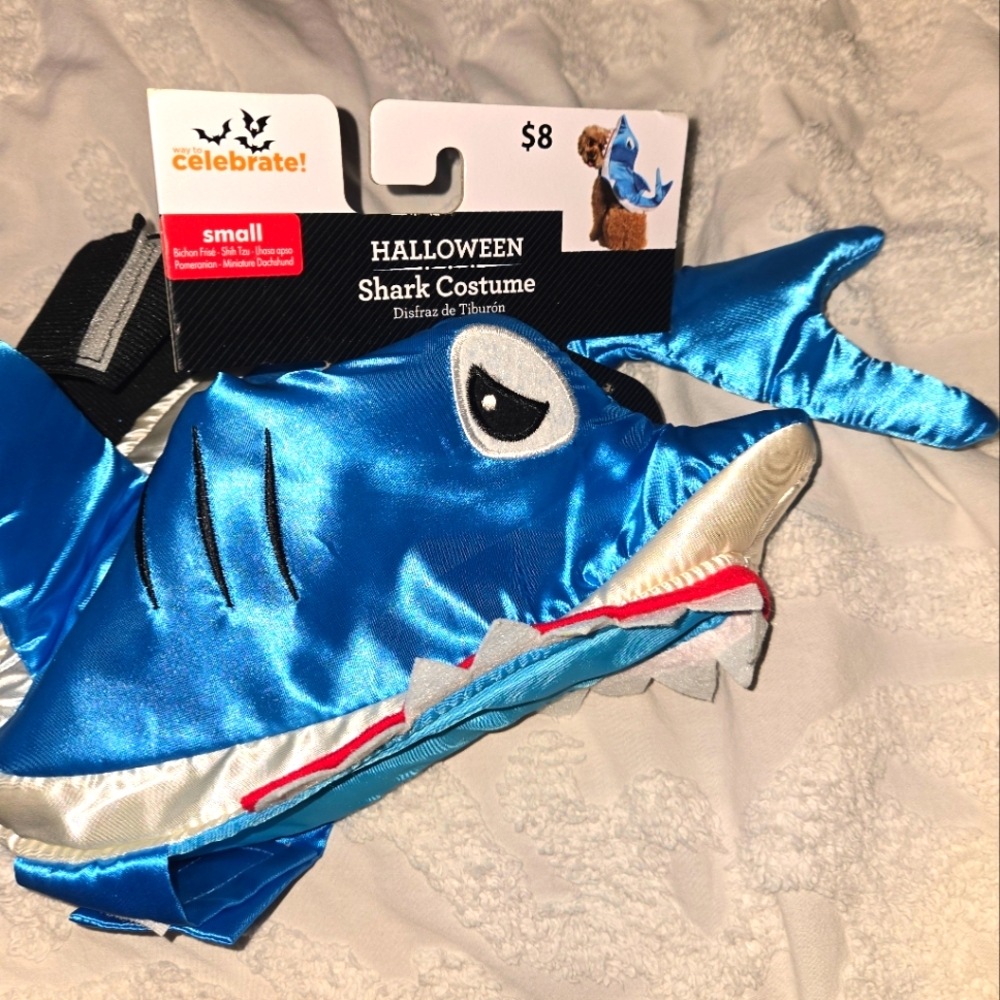 NWT Blue Shark Halloween Costume For Small 12" Dog